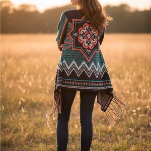 Flying Tomato Multicolor Geometric Cardigan